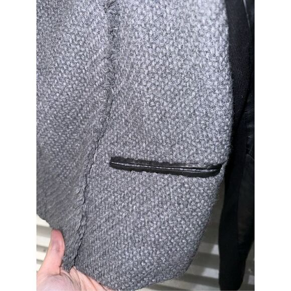 Vince Black & Gray Lambskin Leather Knit Racer Jacket Size XS - Picture 7 of 12